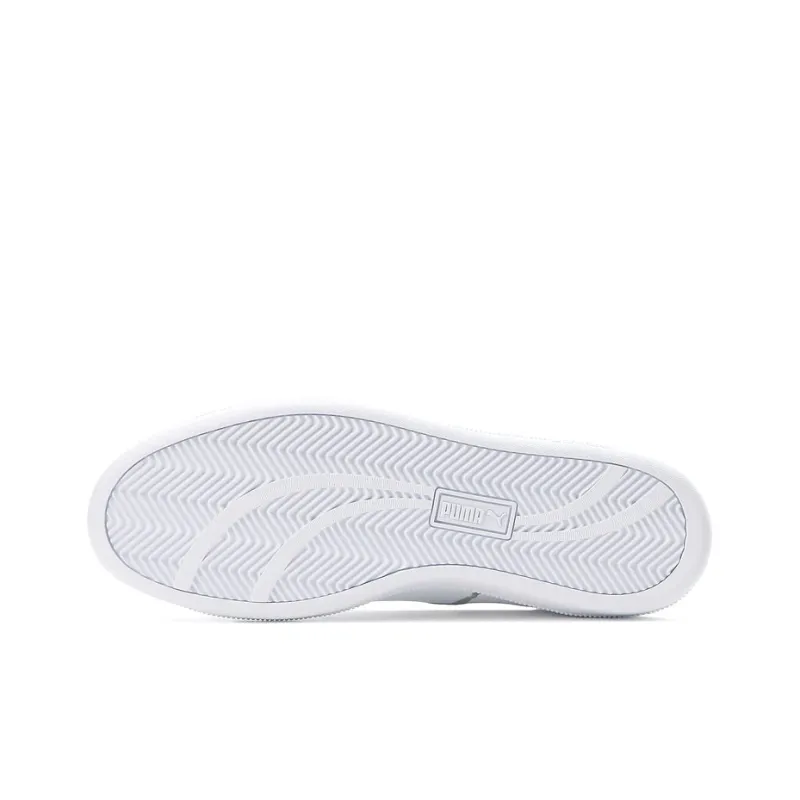 PUMA Smash Cat L Anti-Slip Wear-Resistant Lightweight Breathable Low-Top Skateboard Shoes Unisex White Silver-4