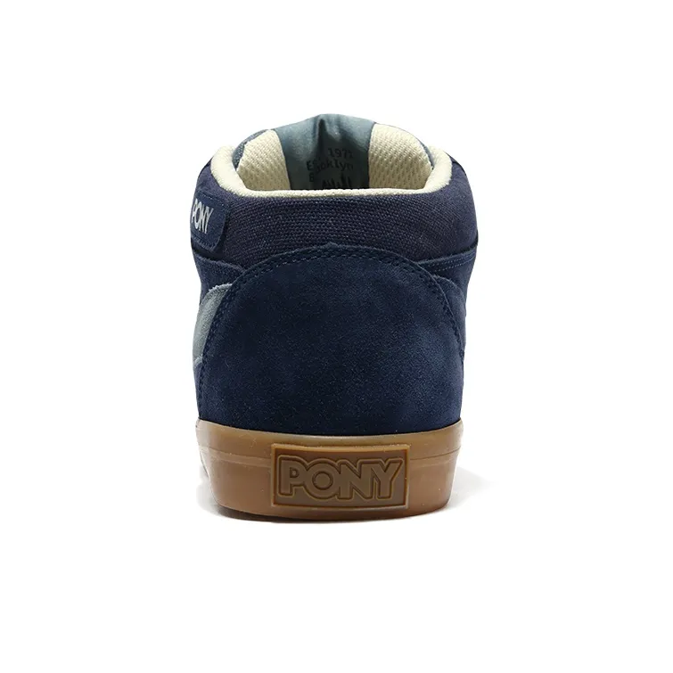 Pony Skateboard Shoes Men Mid Top Navy Blue-4