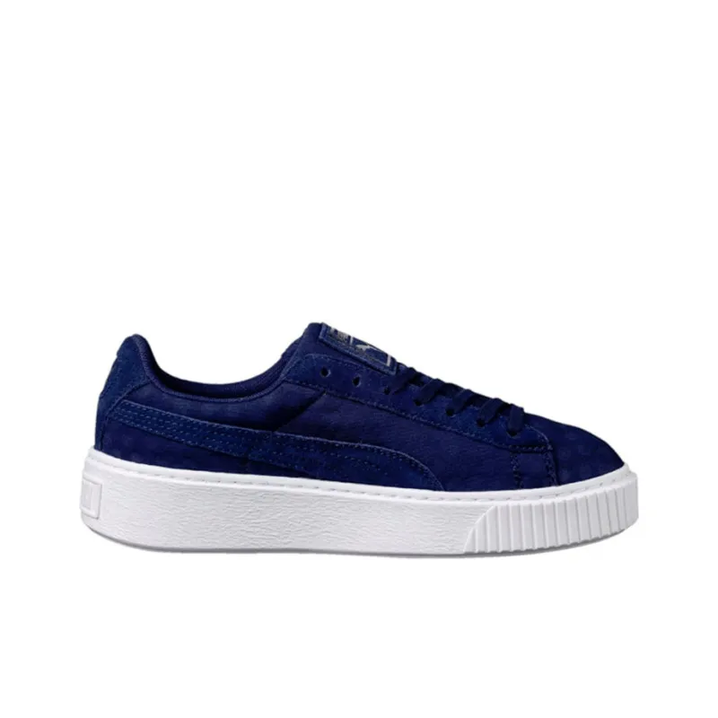 PUMA Basket Sneakersy Platform Coverage Cushioning Lightweight Low Top Skateboard Shoes Women's Blue-1