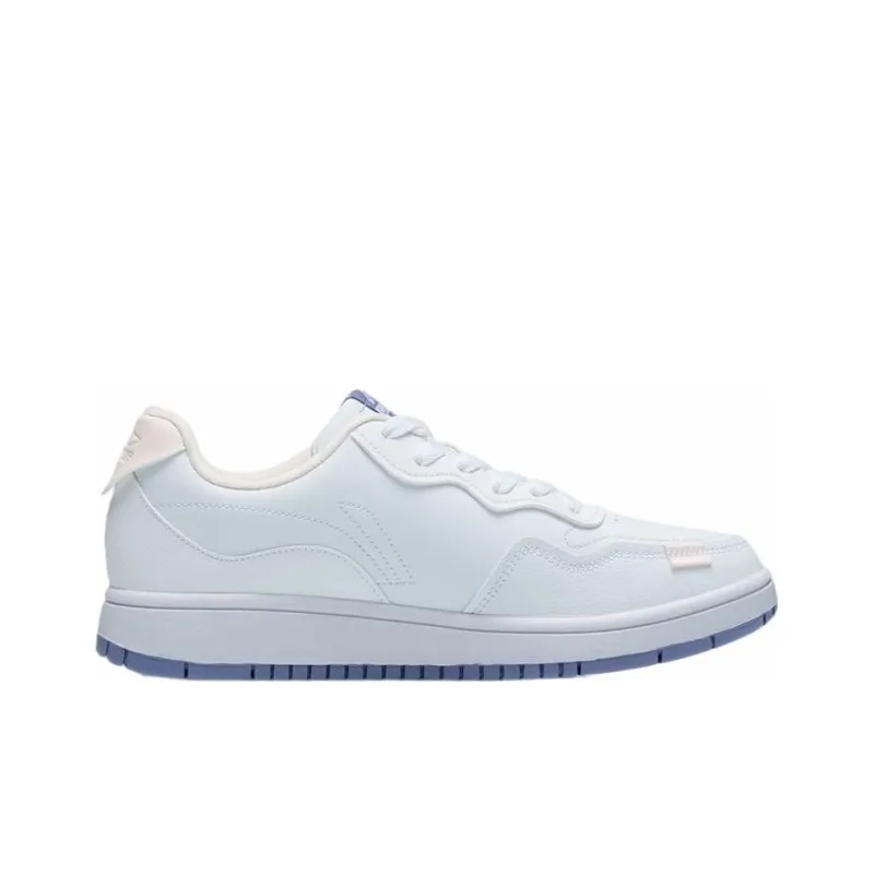 LiNing Anti-Slip Wear-Resistant Low-Top Skateboard Shoes Women's White Blue-1