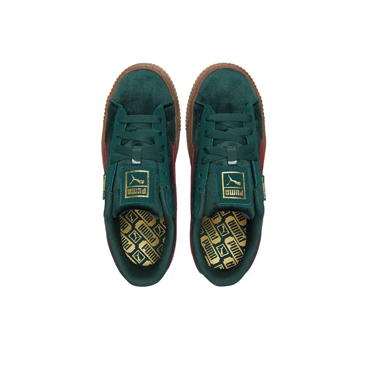 PUMA Platform Velvet Sneakers Green Women's-2