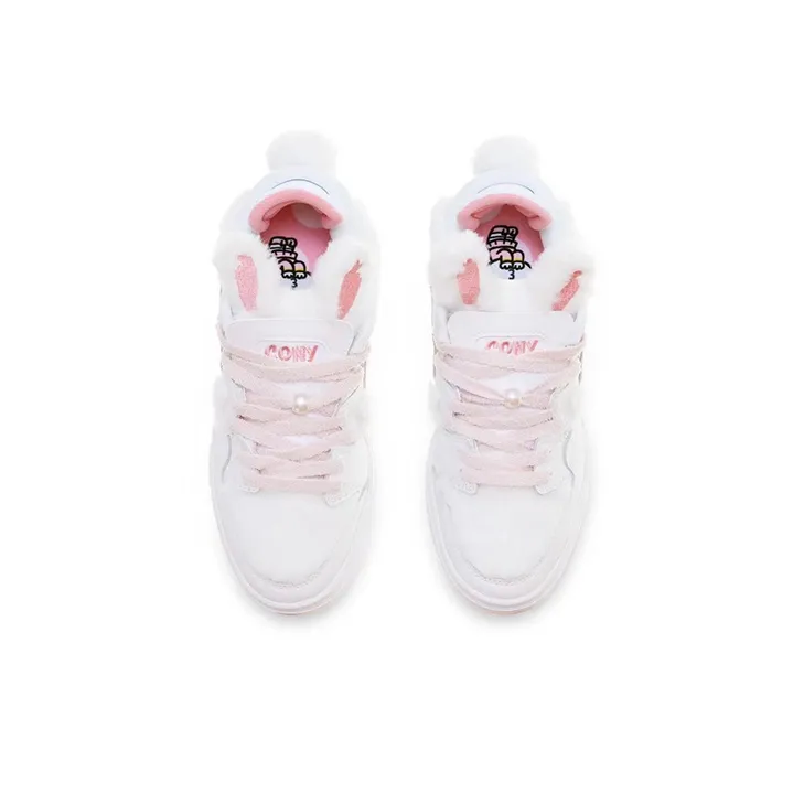 LINE FRIENDS x LiNing Wave Pro Anti Slip And Wear Resistant Lightweight Low Top Skateboard Shoes Women's White Pink-4