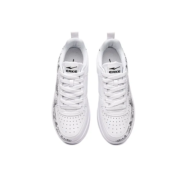 Erke Skateboard Shoes Men Low Top White/Black-2