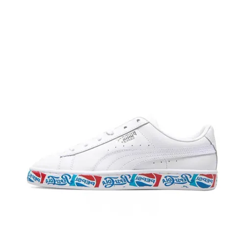 Pepsi X PUMA Basket Series Skateboard Shoes Unisex Low-Top White