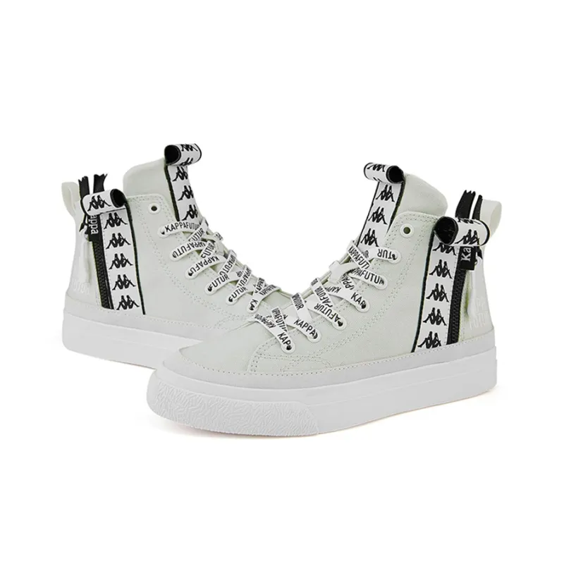 Kappa BANDA Non-slip Lightweight High-Top Skateboard Shoes Unisex Gray White-4