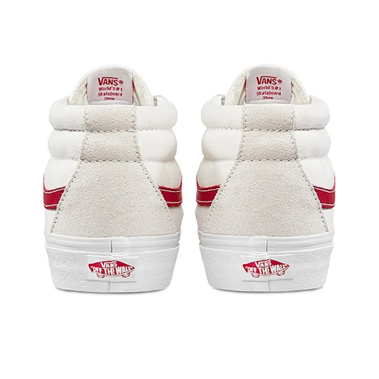 Vans SK8 Mid Stylish Lightweight Mid Top Casual Skate Shoes Unisex White Red-4