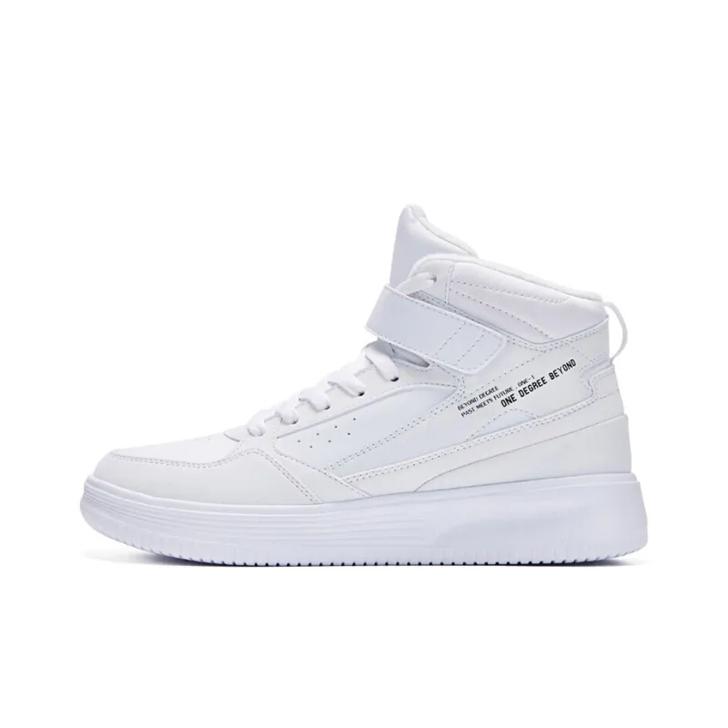361° Warm Anti Slip And Wear Resistant High Top Skateboard Shoes Men's White Fleece Lined-0