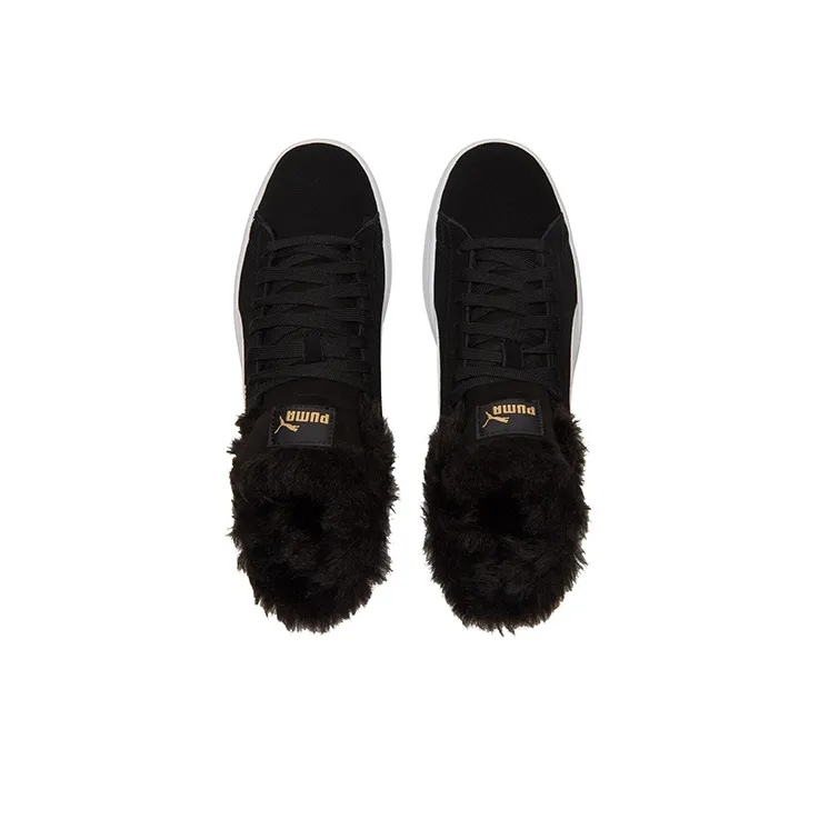 PUMA Smash V2 Plus Fleece Mid Top Sneakers Black Women's-3