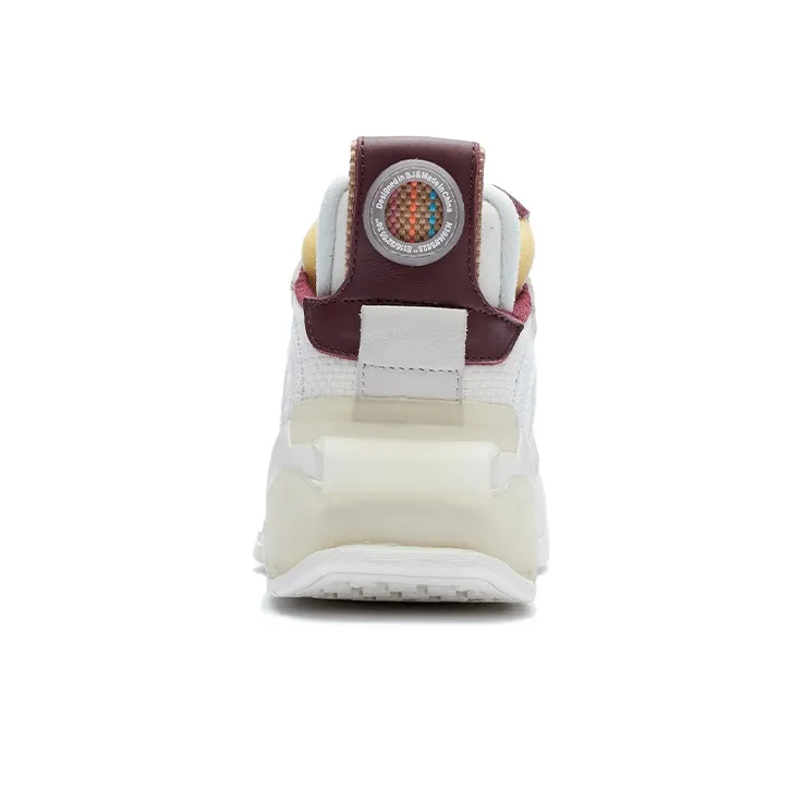 LiNing Enlightenment Slip Resistant, Abrasion Resistant, Lightweight Mid Top Skateboard Shoes Women's Snow White-3