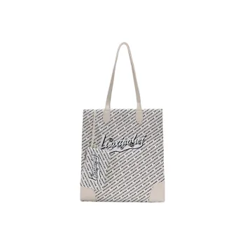 SEM/R X Luo Xiaohei Collaboration PU With Nylon Fabric Shoulder Bag Women's Ecru/Black