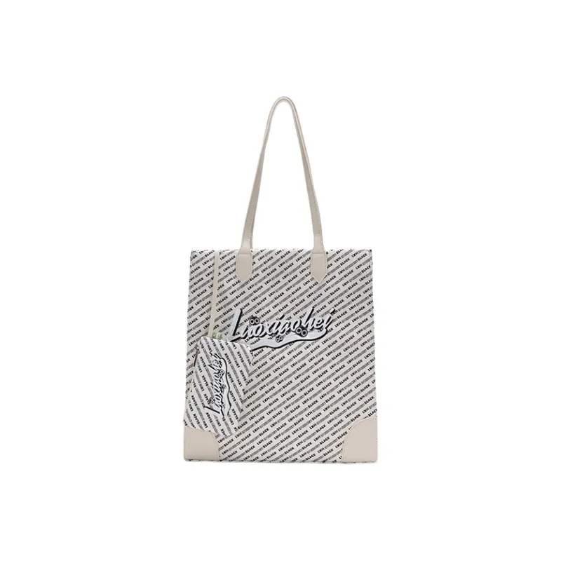 SEM/R X Luo Xiaohei Collaboration PU With Nylon Fabric Shoulder Bag Women's Ecru/Black-0