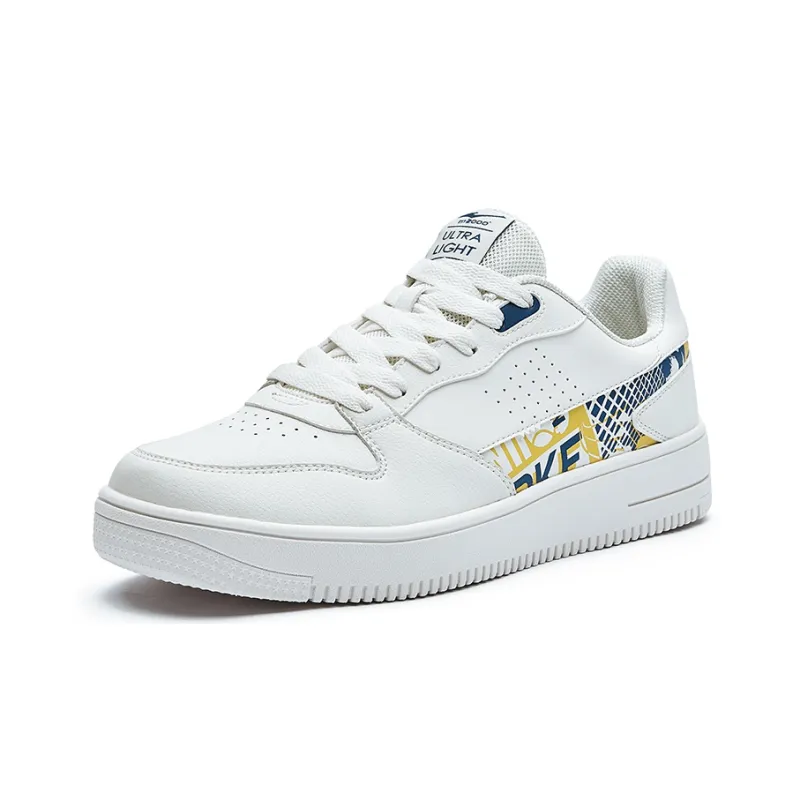 Erke Trajectory Anti Slip Wear Resistant Low Top Skateboard Shoes Men's White Yellow-2