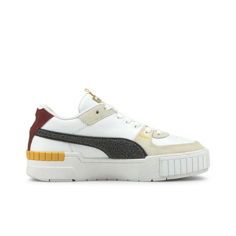 PUMA Cali Series Skateboard Shoes Women's Low-Top White/Yellow/Black-1