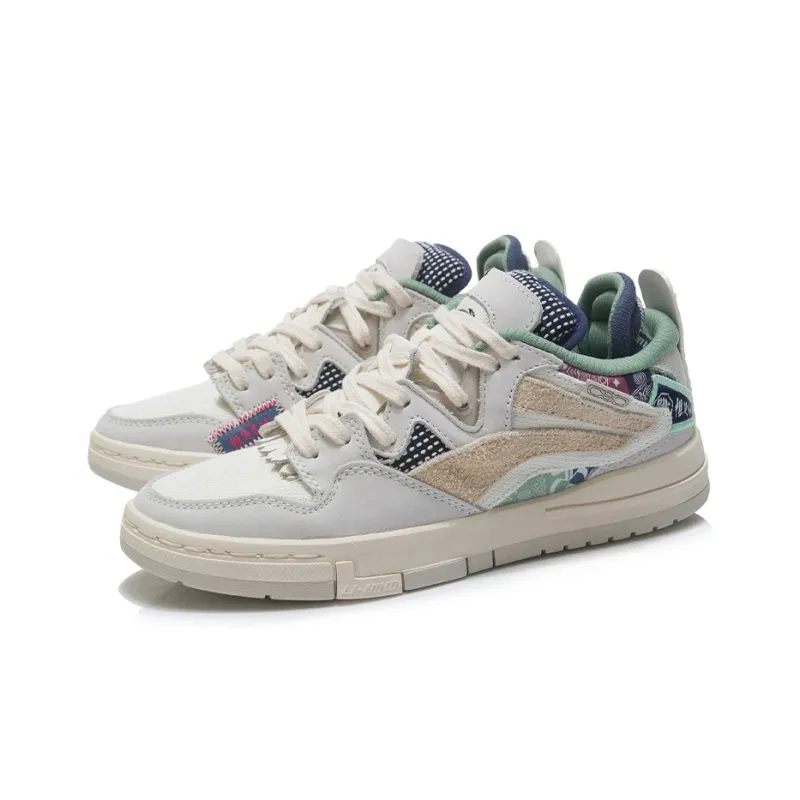 LiNing Wave Pro Anti Slip And Wear Resistant Lightweight Low Top Skateboard Shoes Women's Gray Green-2