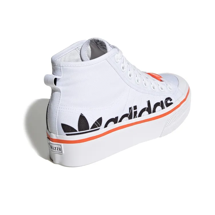 Adidas Originals NIZZA Platform Mid Slip Resistant High Top Skateboard Shoes Women's White Black Orange-3