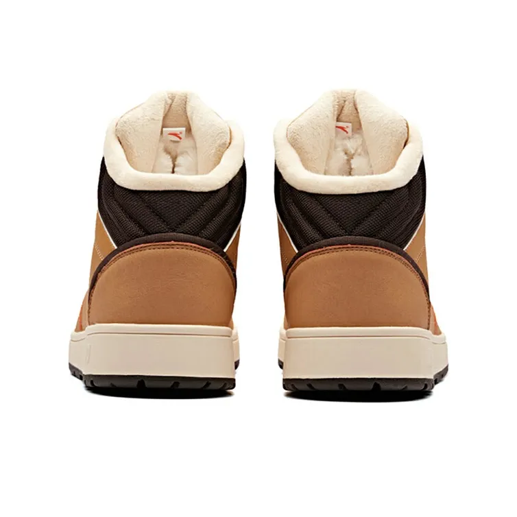 Anta Outdoor Collection Anti Slip Wear Resistant High Top Skateboard Shoes Men's Brown-3