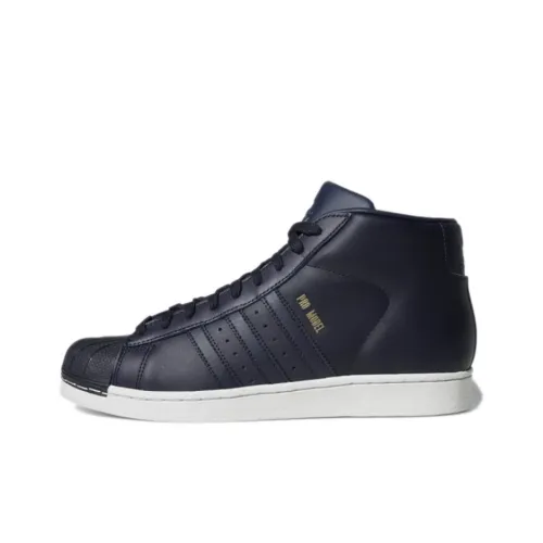Adidas Originals Pro Model Anti-Slip Wear-Resistant Mid-Top Skateboard Shoes Men's Dark Blue