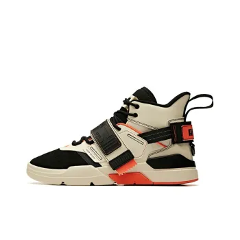 Anta Life Collection Abrasion Resistant Slip Resistant High Top Skateboard Shoes Men's Black Orange