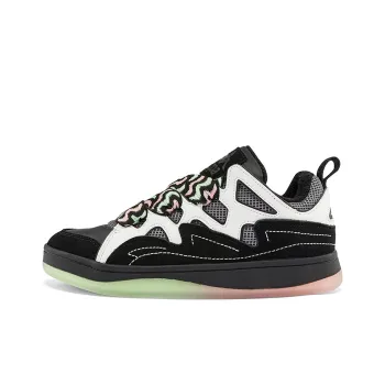 Kappa Fatty Wear Resistant Coverage Slip Resistant Low Top Skateboard Shoes Unisex Black