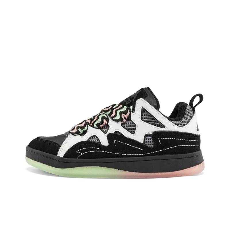 Kappa Fatty Wear Resistant Coverage Slip Resistant Low Top Skateboard Shoes Unisex Black-0