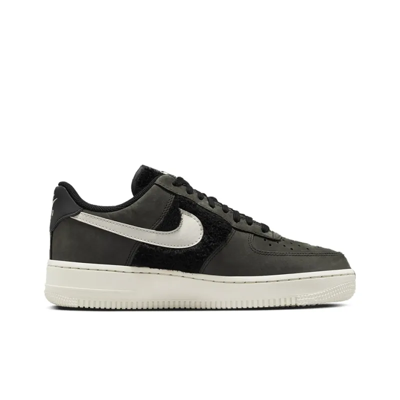 Nike Air Force 1 Low Black Light Bone Faux Fur Women's-1