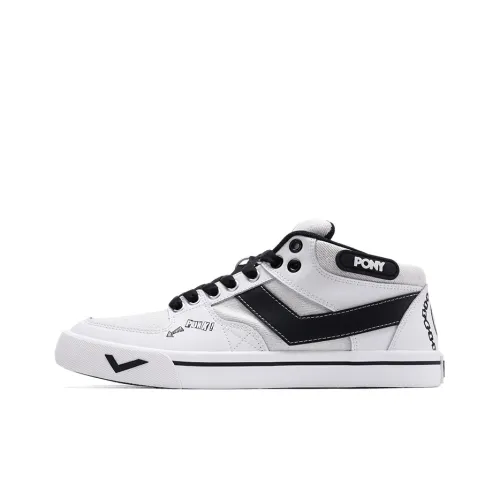 Pony Skateboard Shoes Men Mid-Top White/Black