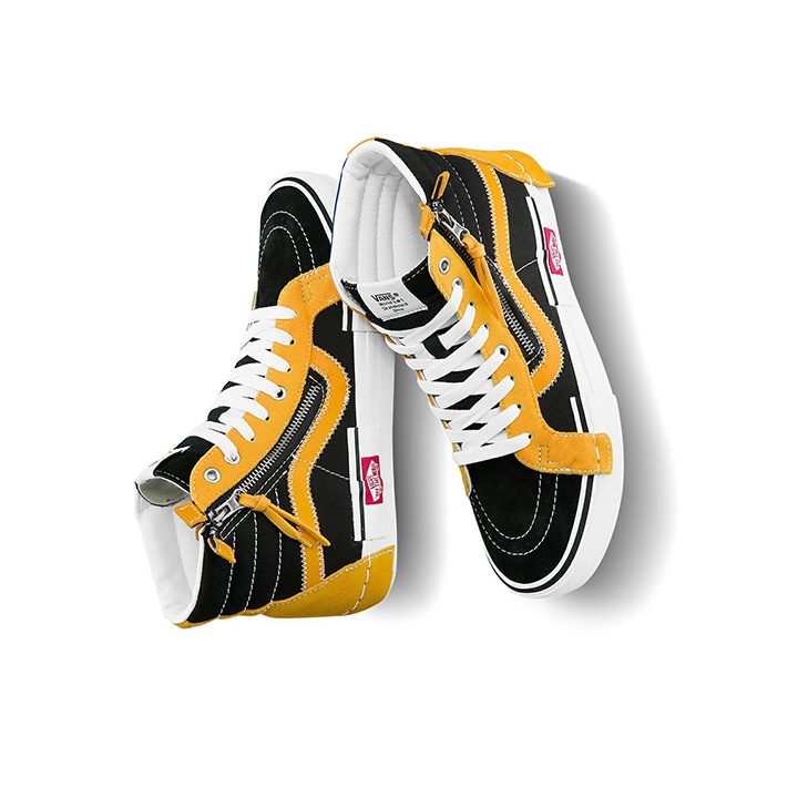 Vans Sk8-hi Reissue Cap Skate Shoes Black/Yellow - POIZON