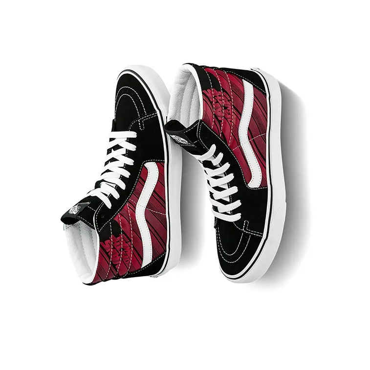 Vans SK8 Hi Retro Casual Skate Shoes Unisex Black Red-4