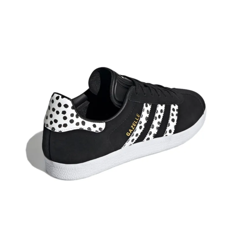 Adidas Originals Gazelle Abrasion Resistant Low Top Skateboard Shoes Women's Black White Gold-3