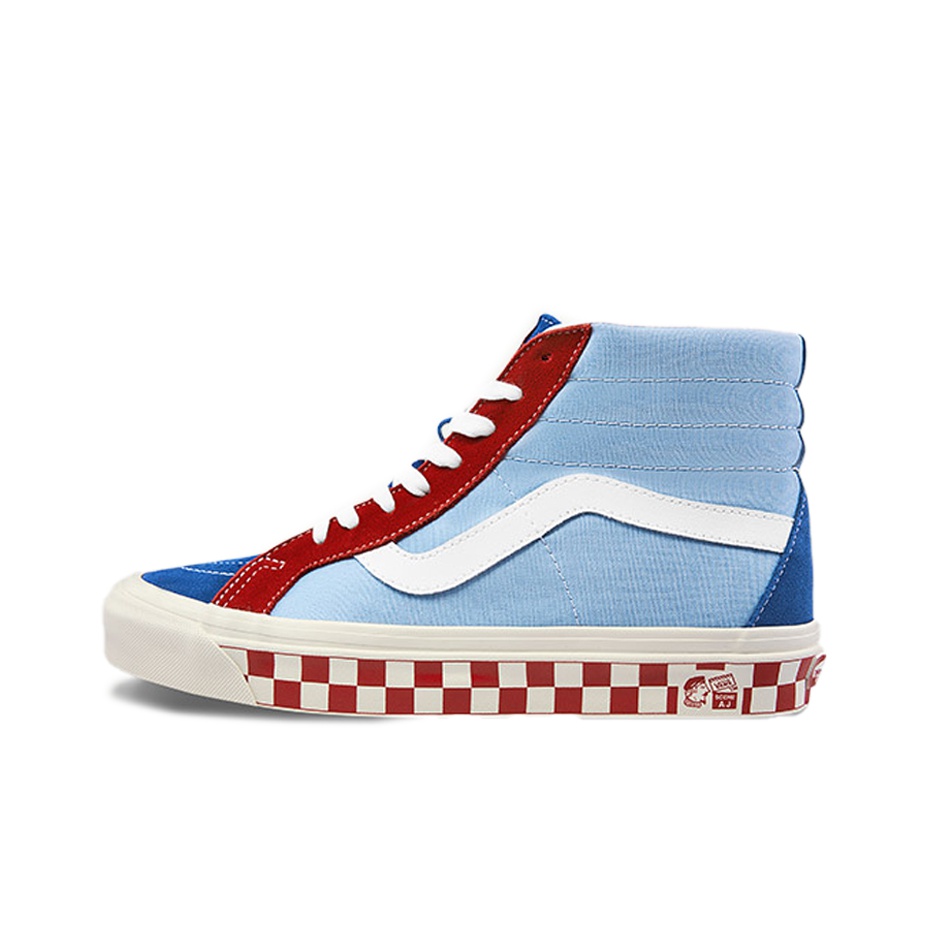 New Vans Sk8 Hi Top Sneakers Men deals 11.5 Anaheim Factory Leather Check Blue Red