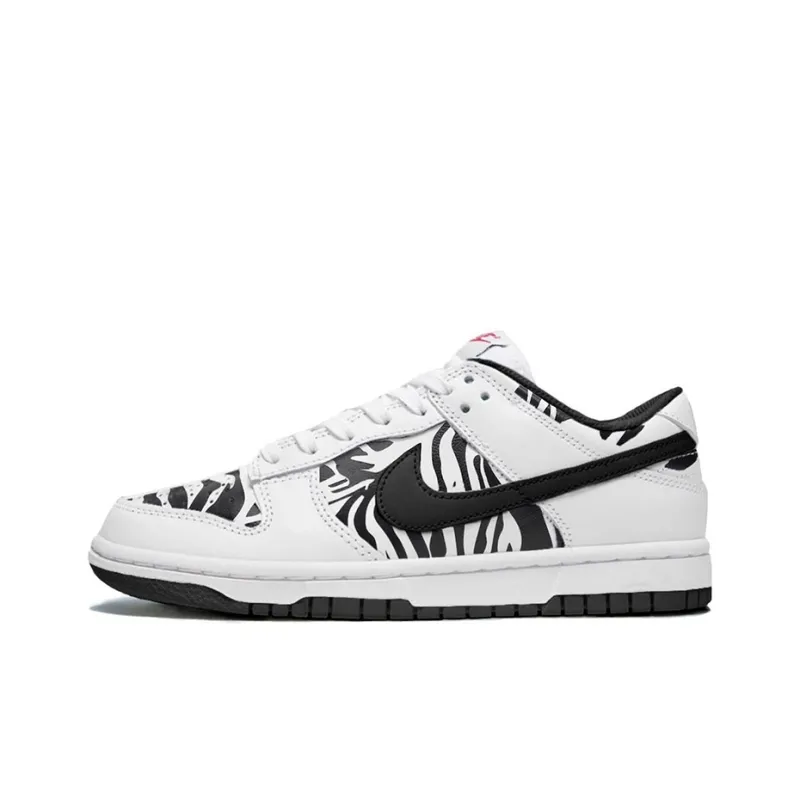Nike Dunk Zebra Anti Slip And Wear Resistant Lightweight Low Top Skateboard Shoes Men's White And Black Zebra-0