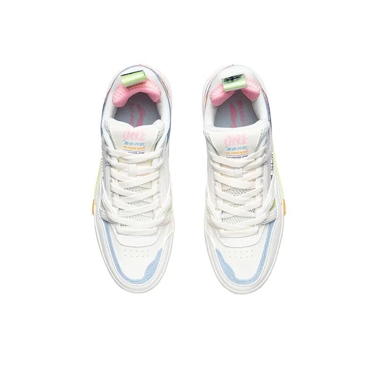 LiNing 001 Coverage  Thermal Slip Resistant Low Top Skateboard Shoes Women's White Blue Purple-3