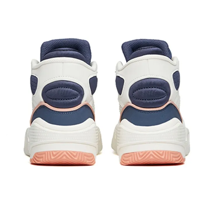Anta Life Collection Flame Anti Slip Wear Resistant High Top Skateboard Shoes Women's White Blue-4