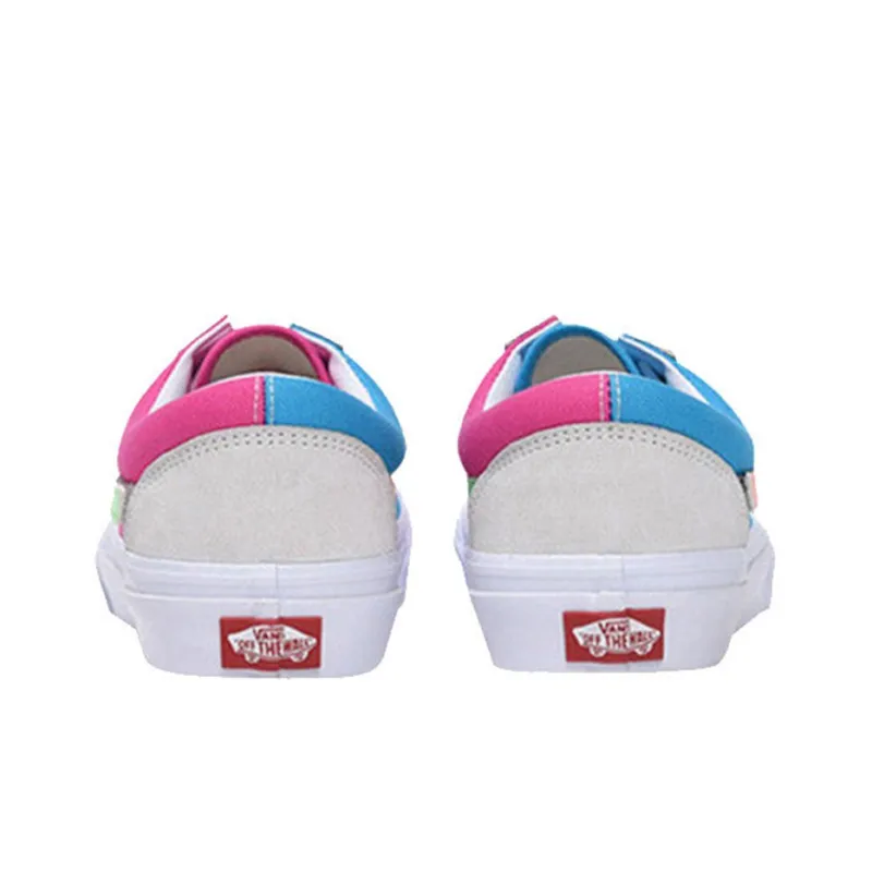 Vans Old Skool Anti-Slip And Wear-Resistant Lightweight Low-Top Skateboard Shoes Unisex Pink White Blue-3