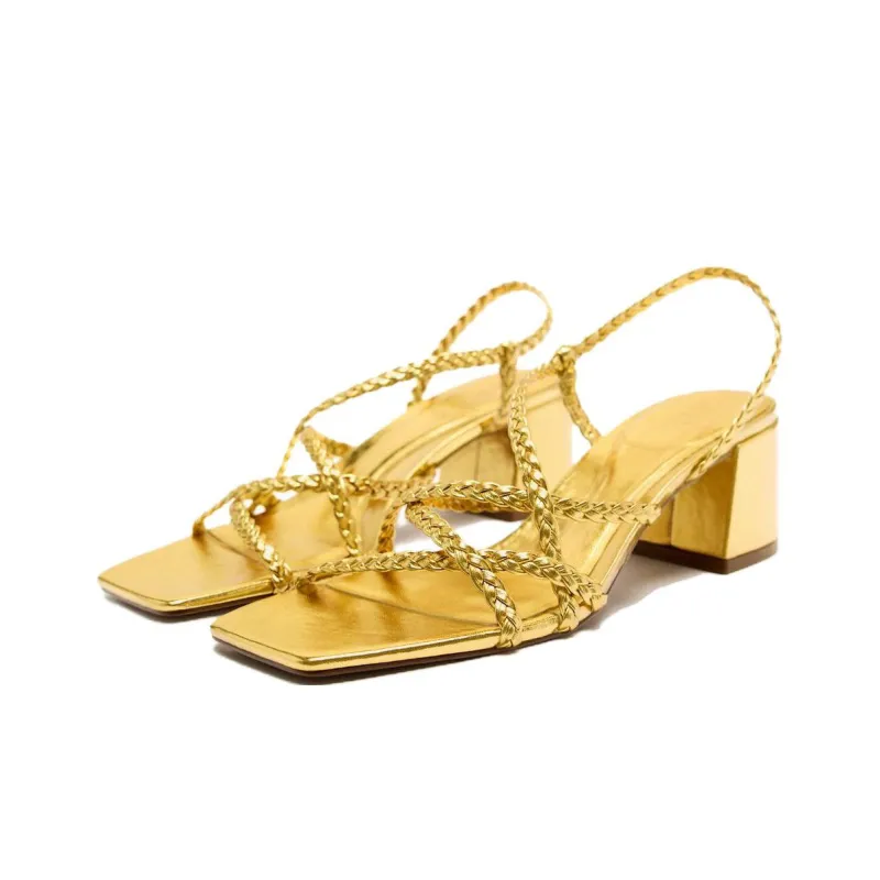 ZARA Roman Sandals Women's Gold-1
