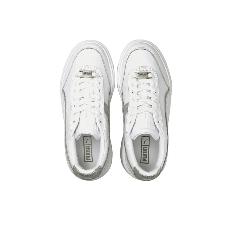 PUMA Oslo Maja Metal Coverage Anti-Slip And Wear-Resistant Lightweight Low-Top Skateboard Shoes Women's White Silver-2