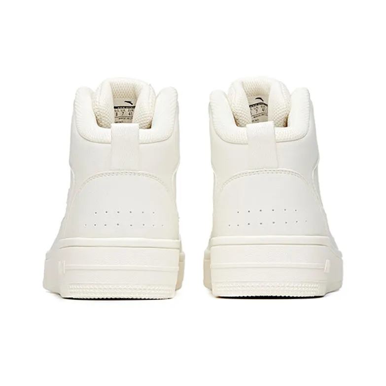 Anta Life Collection Slip Resistant Cushioning Wear Resistant Mid Top Skateboard Shoes Women's Pure White-3