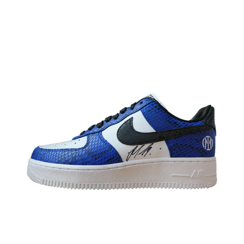 Nike Air Force 1 Coverage Anti Slip And Wear Resistant Low Top Skateboard Shoes Unisex White Blue-1