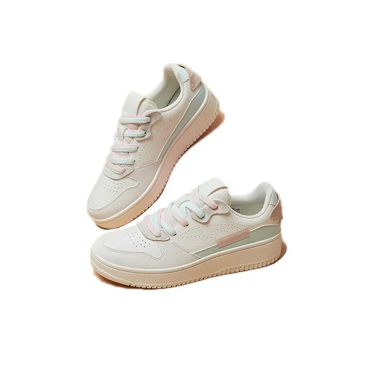 Anta Life Collection Anti Slip Wear Resistant Low Top Skateboard Shoes Women's White Blue Pink-1