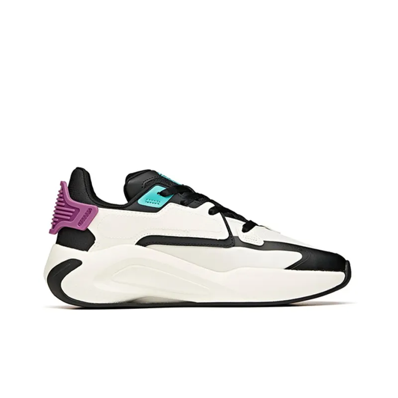 ANTA Life Collection Skateboard Shoes Men Low Top Ivory White/Black/Elf Purple-1