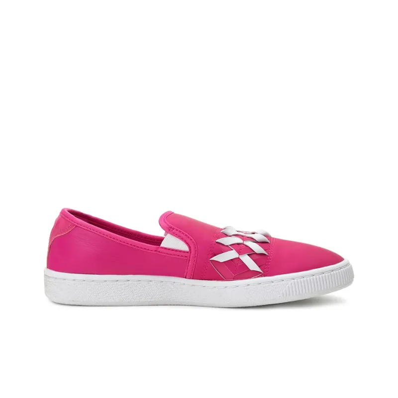 PUMA Basket Slip-on Cut-out Lightweight Low-Top Skateboard Shoes Women's Pink-1