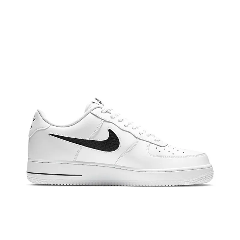 Nike Air Force 1 Low Cut Out Swoosh White Black-1