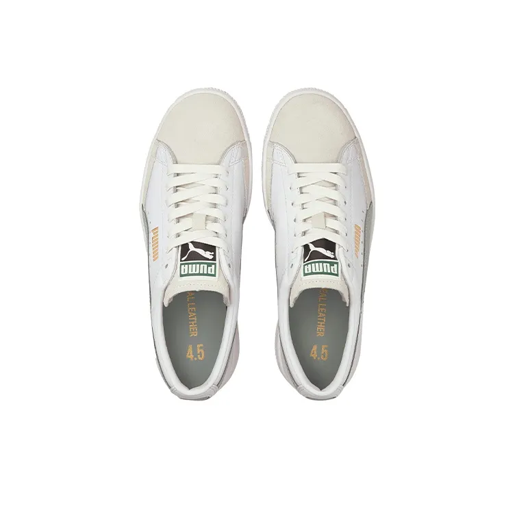 PUMA Basket Series Skateboard Shoes Women's Low-Top White/Gray/Green-3