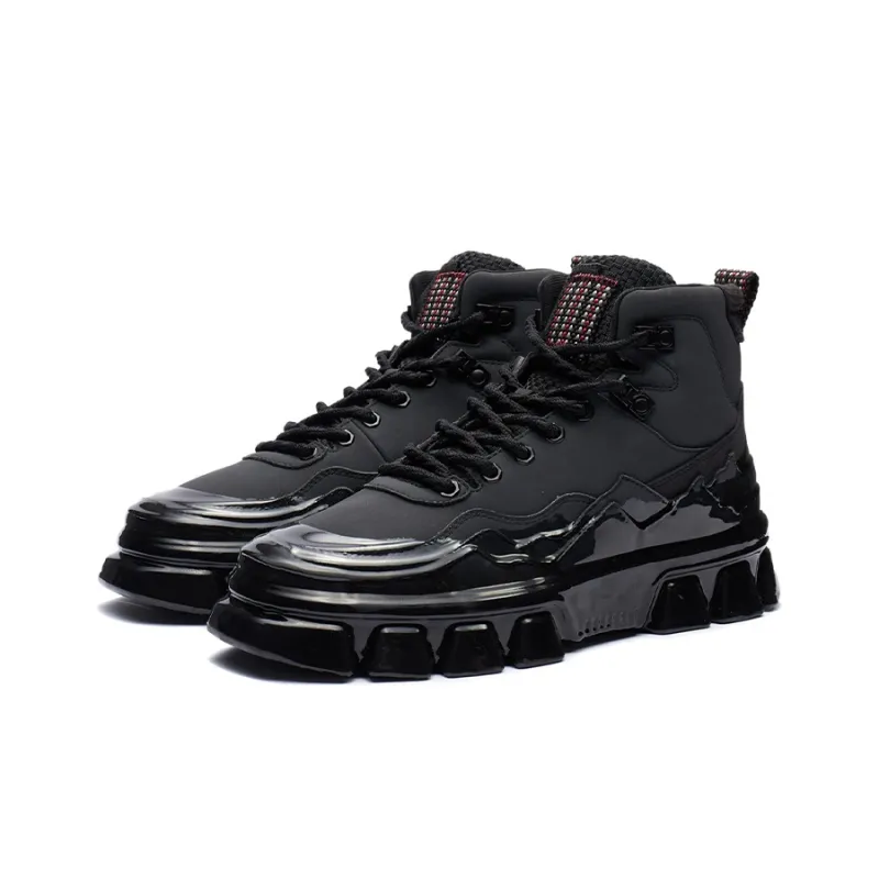 LiNing CF Tracing Majestic Anti Slip Wear Resistant High Top Skateboard Shoes Unisex Black-2