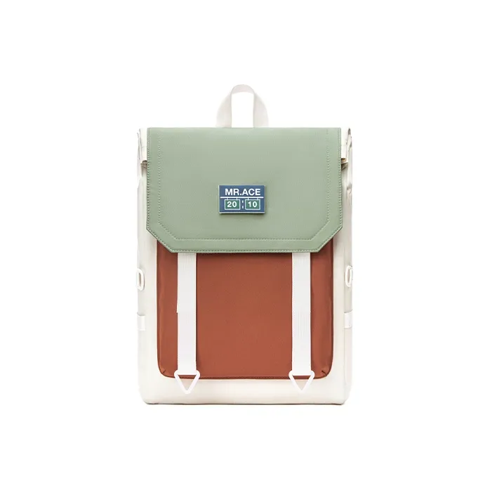 MR.ACE HOMME Polyester Students' Computer Backpack Regular Unisex Dusty Blue White/Caramel White-7
