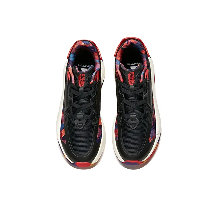 Anta Life Collection Super Body Anti Slip Wear Resistant Low Top Skateboard Shoes Men's Black Red-3