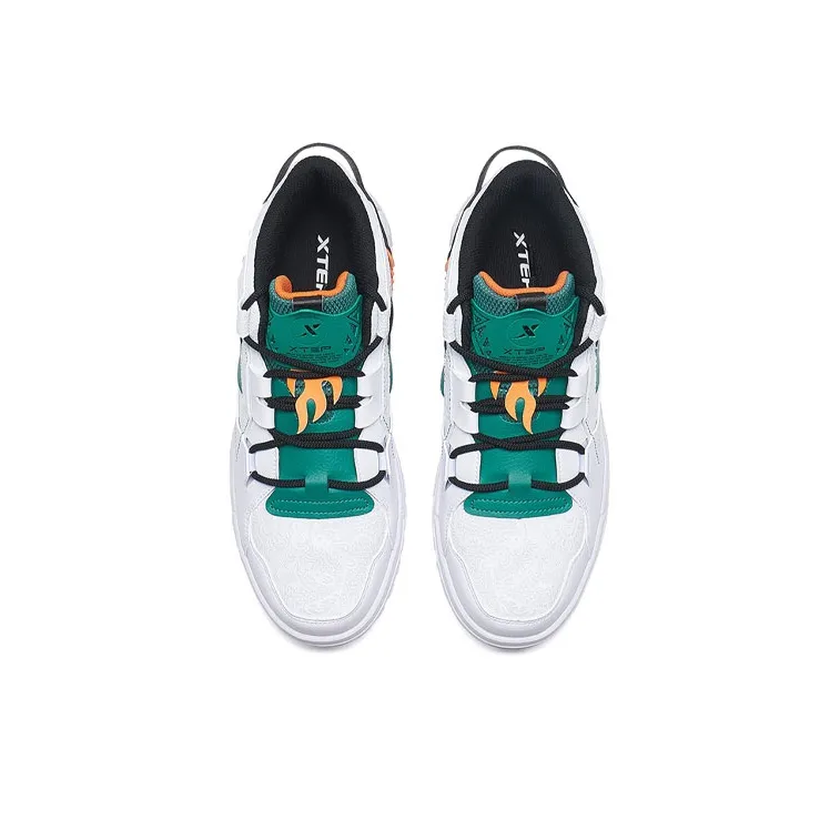 XTEP Sky Ride Collection Bamboo Green Low Top Skateboard Shoes Men's White Green Multicolor-2