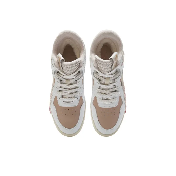 LiNing Wave Suprewave Mid Anti Slip Wear Resistant Mid Top Skateboard Shoes Women's Light Taupe-2