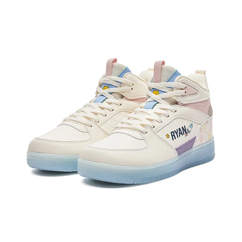 361° Slip Resistant Cushioning High Top Skateboard Shoes Women's White-3