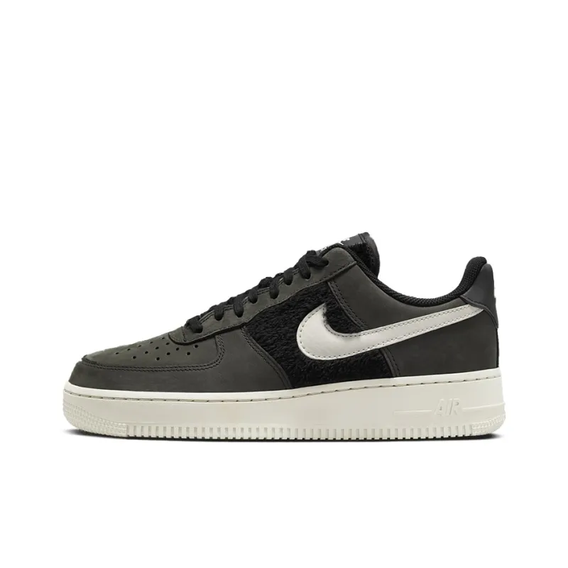 Nike Air Force 1 Low Black Light Bone Faux Fur Women's-0